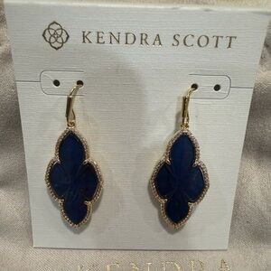 Kendra Scott Navy and Gold Statement Earrings